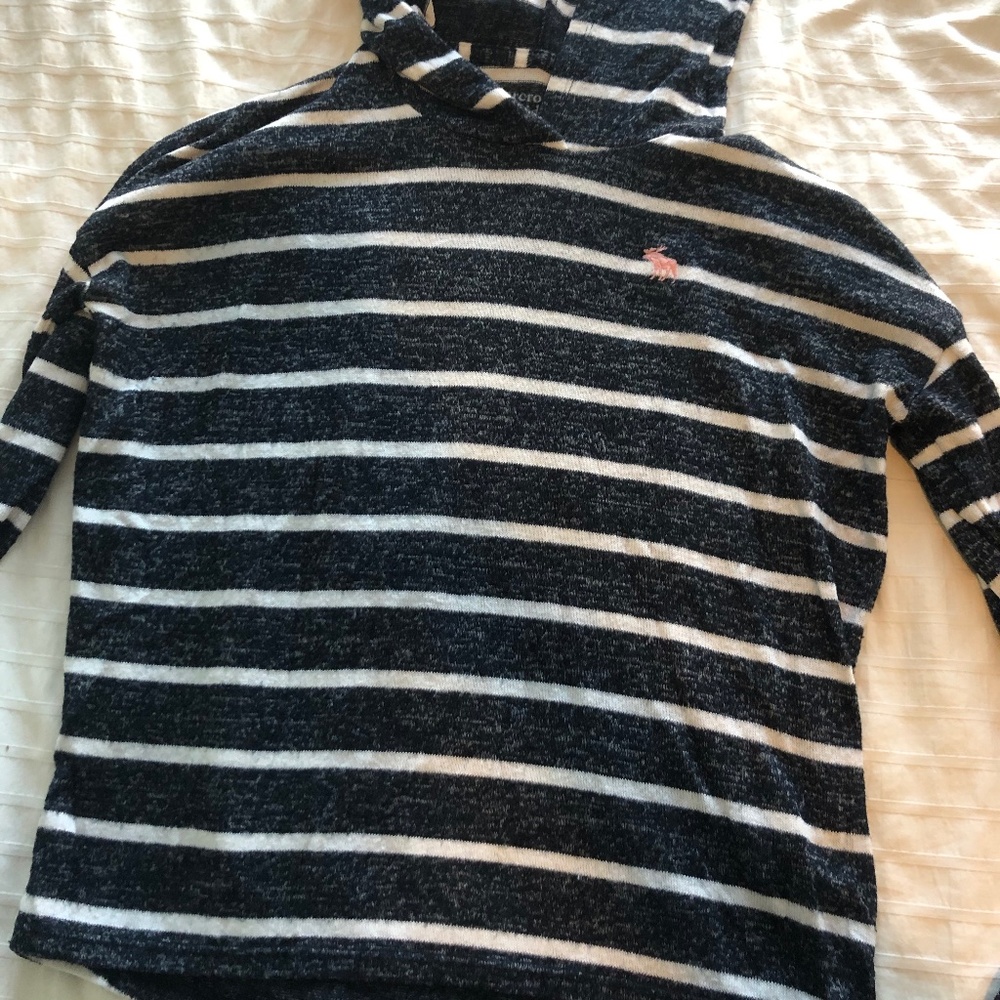 Navy & white striped A&F long sleeve